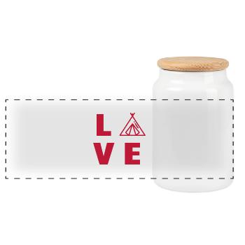 camping / campeur / randonnée / tente - Boîte à biscuits avec couvercle en bois - blanc - Devant