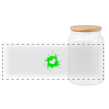 Coeur tache encre vert couleur vert - Boîte à biscuits avec couvercle en bois - blanc - Devant