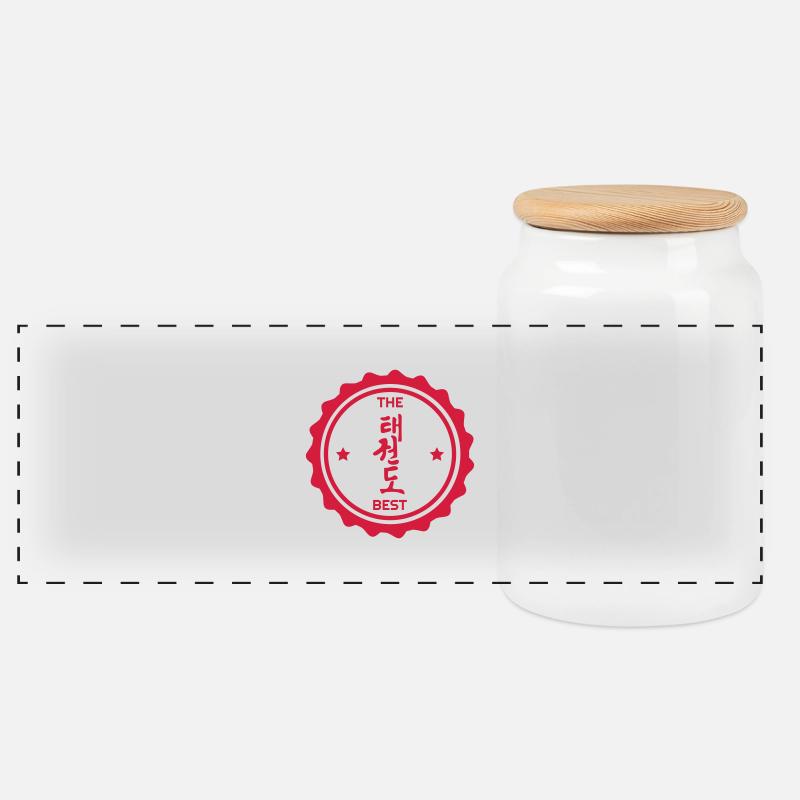Taekwondo Taekwondoin Tae-Kwon-Do Tae Kwon Do - Panoramic Cookie Jar with Wooden Lid - white