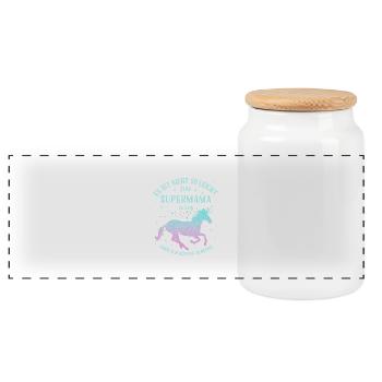 Einhorn Super-Mama - Panorama Keksdose mit Holzdeckel - Weiß - Vorne