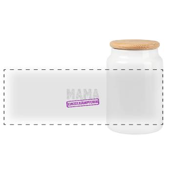 Mama Einzelkämpferin - Panorama Keksdose mit Holzdeckel - Weiß - Vorne