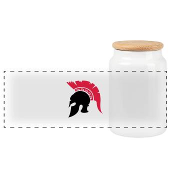 sparta_helm_02 - Panoramic Cookie Jar with Wooden Lid - white - Front