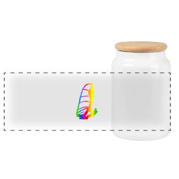 Bunter Windsurfen Regenbogen - Panorama Keksdose mit Holzdeckel - Weiß - Vorne
