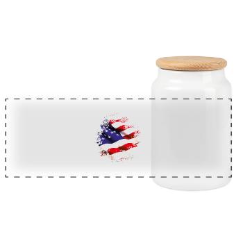 usa flag design - Panorama Keksdose mit Holzdeckel - Weiß - Vorne