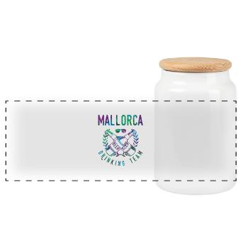mallorca drinking team - Panorama Keksdose mit Holzdeckel - Weiß - Vorne