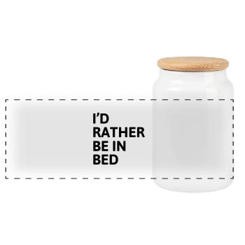 I'd Rather Be In Bed - Panoramic Cookie Jar with Wooden Lid - white - Front