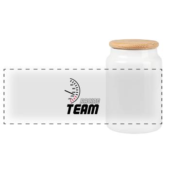 racing_team_01 - Panorama Keksdose mit Holzdeckel - Weiß - Vorne
