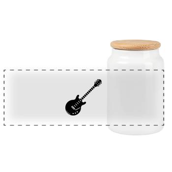 Electric Guitar (Solidbody Guitar / Rock Music) - Panoramic Cookie Jar with Wooden Lid - white - Front