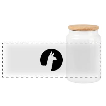 lama - Panoramic Cookie Jar with Wooden Lid - white - Front