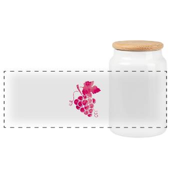 weintrauben wasserfarben pink - Panorama Keksdose mit Holzdeckel - Weiß - Vorne
