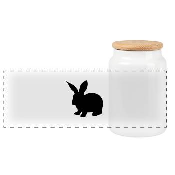 hase silhouette - Panorama Keksdose mit Holzdeckel - Weiß - Vorne