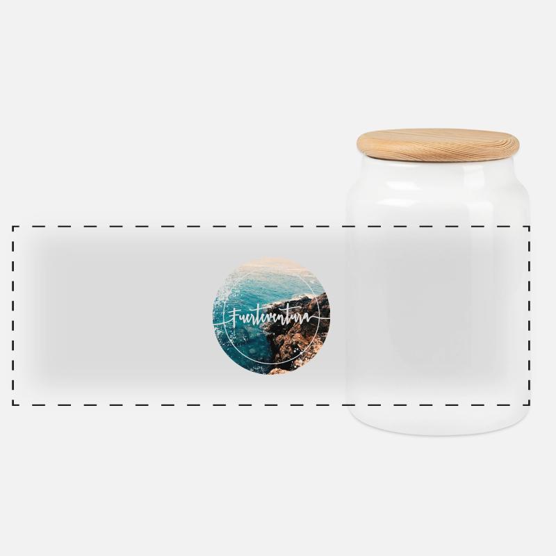 Fuerteventura - Panorama Keksdose mit Holzdeckel - Weiß