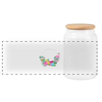 beachy_wreath_flamingo - Panorama Keksdose mit Holzdeckel - Weiß - Vorne