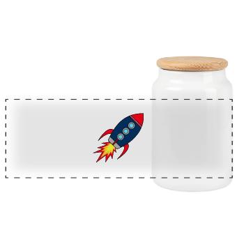 Démarrage de fusée * vaisseau spatial * astronaute * étoiles - Boîte à biscuits avec couvercle en bois - blanc - Devant