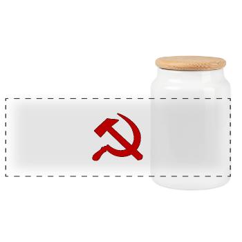 Red hammer and sickle | Communism sweater - Panoramic Cookie Jar with Wooden Lid - white - Front