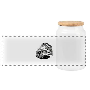 Camions - Boîte à biscuits avec couvercle en bois - blanc - Devant