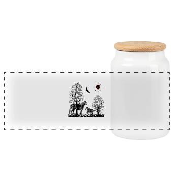 Chevaux - Boîte à biscuits avec couvercle en bois - blanc - Devant