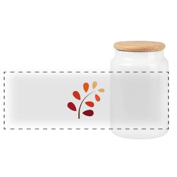 Autumn Branch with Gradient – Naturally Beautiful - Panoramic Cookie Jar with Wooden Lid - white - Front