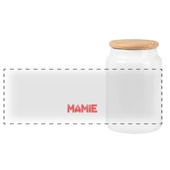 Bonnet noel Mamie écriture broderie noel neige - Boîte à biscuits avec couvercle en bois - blanc - Devant