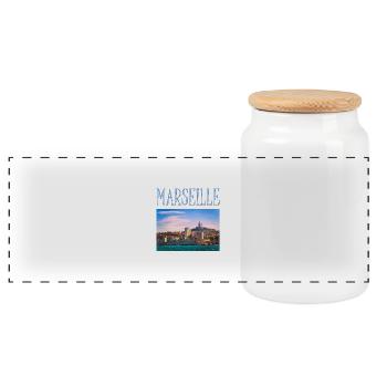 Marseille Art - Panoramic Cookie Jar with Wooden Lid - white - Front