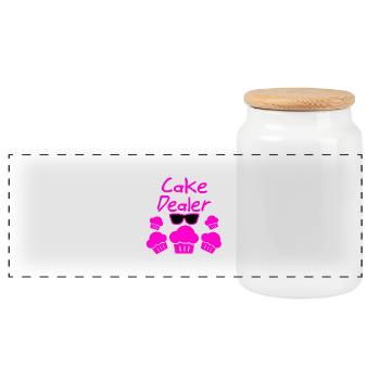 Cake - Panoramic Cookie Jar with Wooden Lid - white - Front