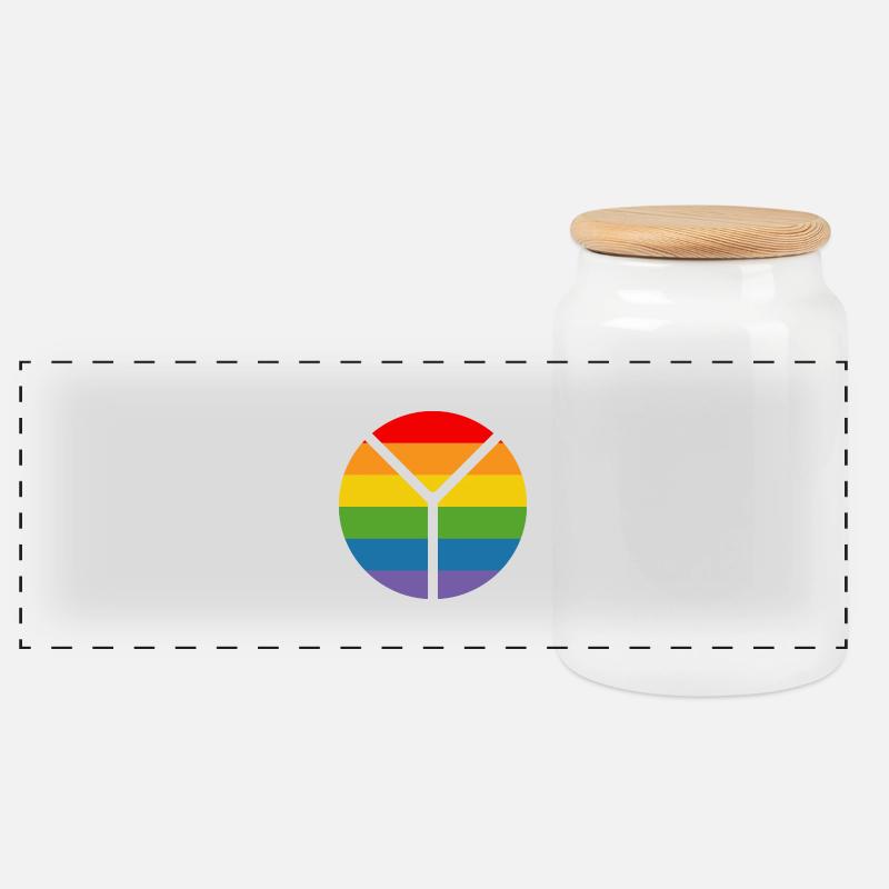 rainbow round - Panorama Keksdose mit Holzdeckel - Weiß