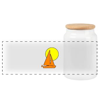 Sail - Panoramic Cookie Jar with Wooden Lid - white - Front