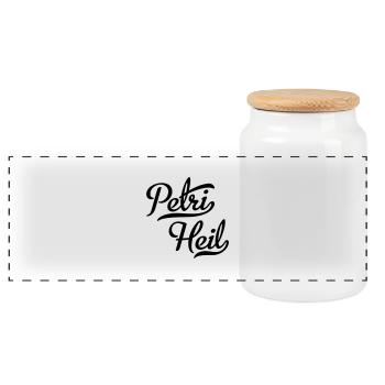 Petri Heil - Panorama Keksdose mit Holzdeckel - Weiß - Vorne