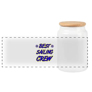 Sail - Panoramic Cookie Jar with Wooden Lid - white - Front