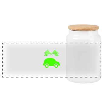 Car - Panoramic Cookie Jar with Wooden Lid - white - Front