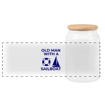 Sail - Panoramic Cookie Jar with Wooden Lid - white - Front