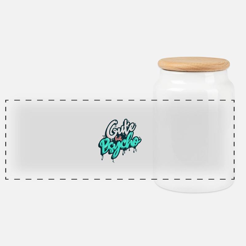 Mignon mais psycho - Boîte à biscuits avec couvercle en bois - blanc