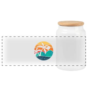 été palmier coucher du soleil retro - Boîte à biscuits avec couvercle en bois - blanc - Devant