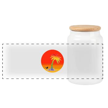 Arc-en-ciel de palmier - Boîte à biscuits avec couvercle en bois - blanc - Devant