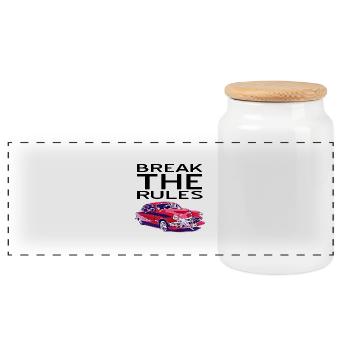 Car - Panoramic Cookie Jar with Wooden Lid - white - Front
