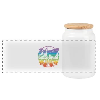 Cruise Squad 2023 Cruising Family Friends Vacation - Panoramic Cookie Jar with Wooden Lid - white - Front