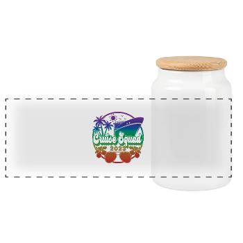 Cruise Squad 2023 Cruising Family Friends Vacation - Panoramic Cookie Jar with Wooden Lid - white - Front