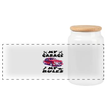 Voiture - Boîte à biscuits avec couvercle en bois - blanc - Devant