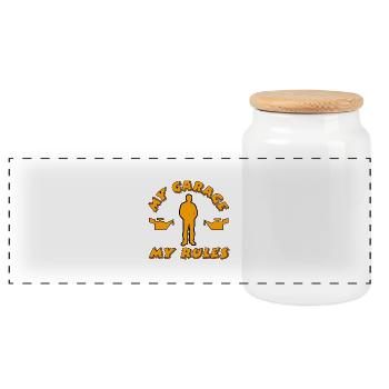 Garage - Boîte à biscuits avec couvercle en bois - blanc - Devant