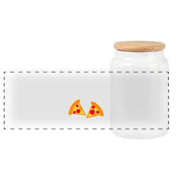 Pizza - Panoramic Cookie Jar with Wooden Lid - white - Front