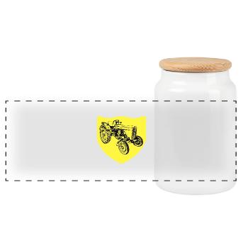 Tracteur - Boîte à biscuits avec couvercle en bois - blanc - Devant
