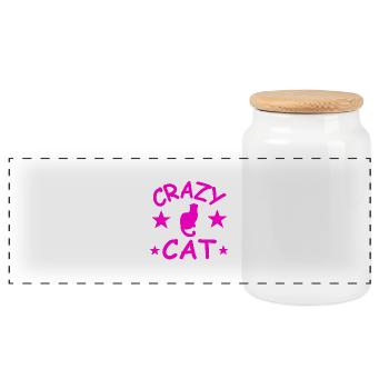 Chat - Boîte à biscuits avec couvercle en bois - blanc - Devant