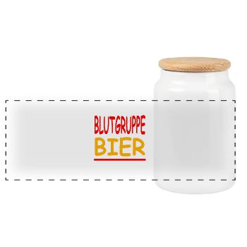 Bier - Panorama Keksdose mit Holzdeckel - Weiß - Vorne