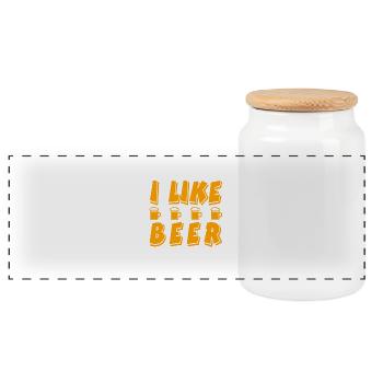 Bière - Boîte à biscuits avec couvercle en bois - blanc - Devant