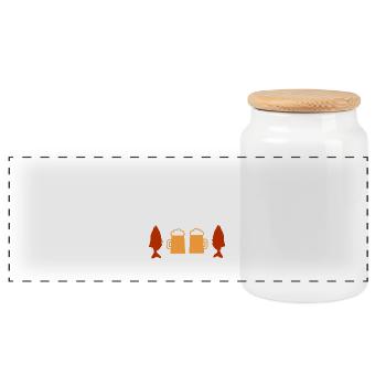 Pêche - Boîte à biscuits avec couvercle en bois - blanc - Devant