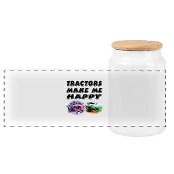 Tracteur - Boîte à biscuits avec couvercle en bois - blanc - Devant