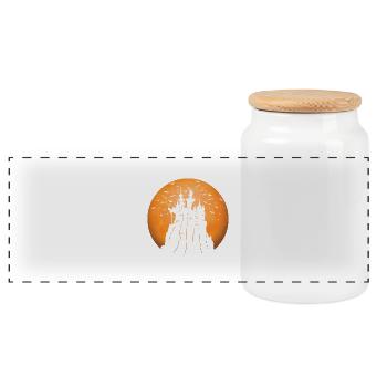 Creepy Castle & Spooky Moon Halloween Costume Cadeau - Boîte à biscuits avec couvercle en bois - blanc - Devant