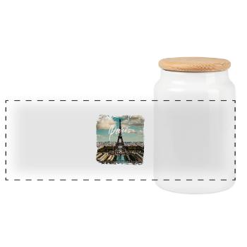 Paris Eiffel Tower casual style - Panoramic Cookie Jar with Wooden Lid - white - Front