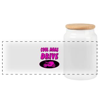Motorcycle - Panoramic Cookie Jar with Wooden Lid - white - Front