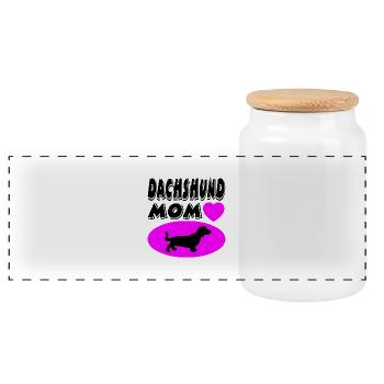 Dachshund - Panoramic Cookie Jar with Wooden Lid - white - Front